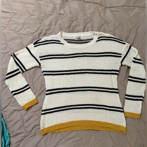Artisan Ny Cream Sweater with Navy and Mustard Stripes
